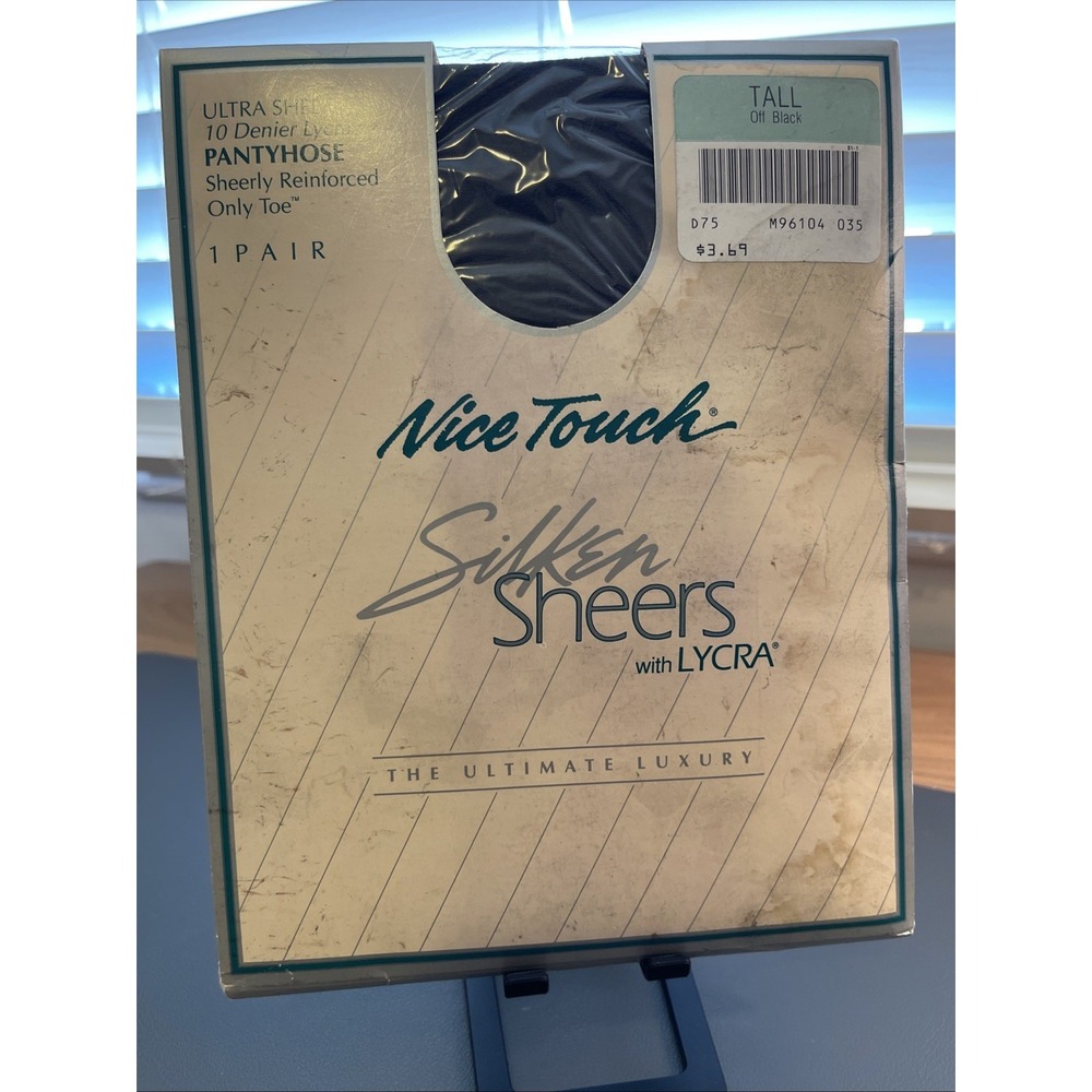 Vintage NOS‎ Sears Nice Touch Sheers With Lycra Size Tall Off-black